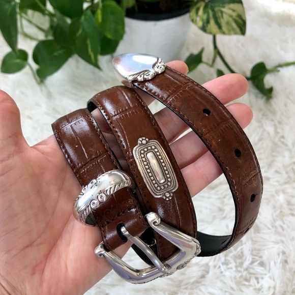 Anthropologie Accessories - Brown Leather Western Silver Hardware Belt
